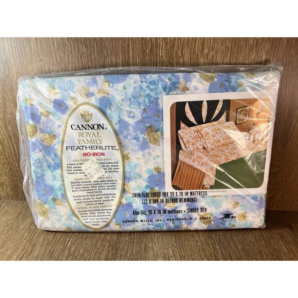 Vintage Cannon Royal Family Featherlite Twin Flat Sheet